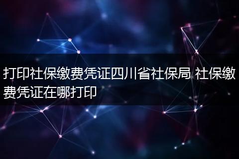 打印社保缴费凭证四川省社保局 社保缴费凭证在哪打印