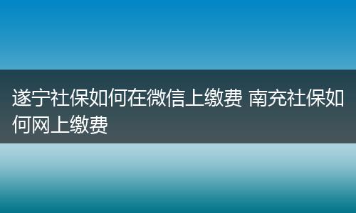 遂宁社保如何在微信上缴费 南充社保如何网上缴费