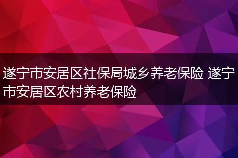 遂宁市安居区社保局城乡养老保险 遂宁市安居区农村养老保险