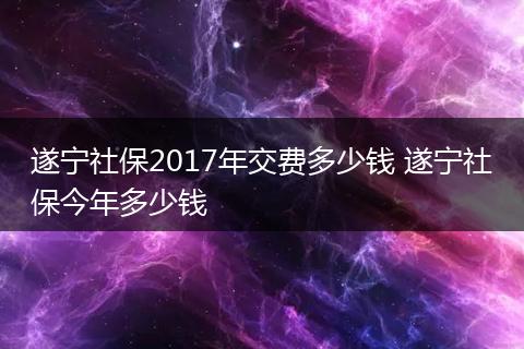 遂宁社保2017年交费多少钱 遂宁社保今年多少钱