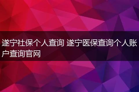 遂宁社保个人查询 遂宁医保查询个人账户查询官网