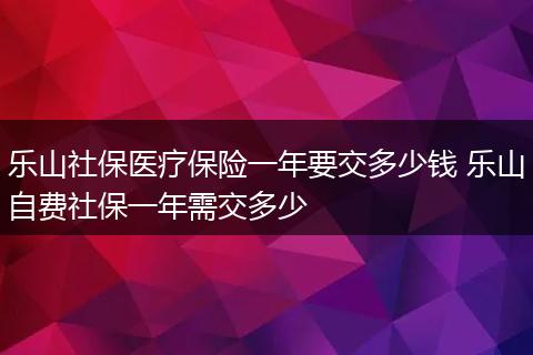 乐山社保医疗保险一年要交多少钱 乐山自费社保一年需交多少