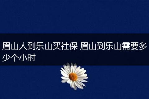 眉山人到乐山买社保 眉山到乐山需要多少个小时