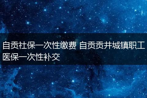 自贡社保一次性缴费 自贡贡井城镇职工医保一次性补交