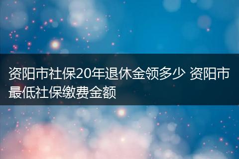 资阳市社保20年退休金领多少 资阳市最低社保缴费金额