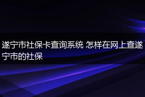 遂宁市社保卡查询系统 怎样在网上查遂宁市的社保