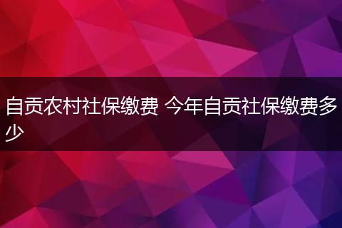 自贡农村社保缴费 今年自贡社保缴费多少