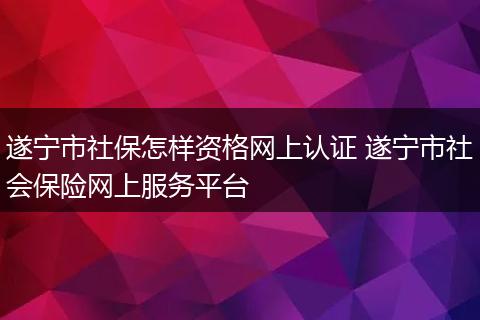 遂宁市社保怎样资格网上认证 遂宁市社会保险网上服务平台