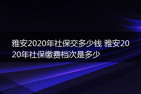 雅安2020年社保交多少钱 雅安2020年社保缴费档次是多少