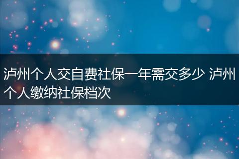 泸州个人交自费社保一年需交多少 泸州个人缴纳社保档次