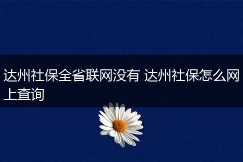达州社保全省联网没有 达州社保怎么网上查询
