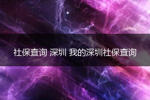 社保查询 深圳 我的深圳社保查询