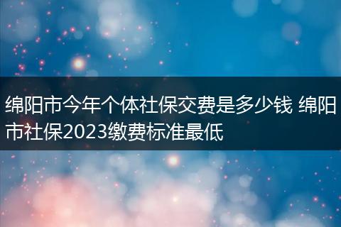 绵阳市今年个体社保交费是多少钱 绵阳市社保2023缴费标准最低