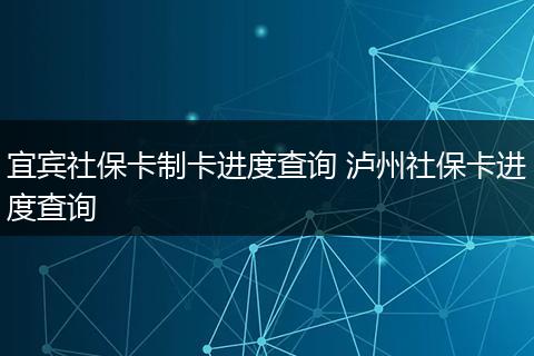 宜宾社保卡制卡进度查询 泸州社保卡进度查询