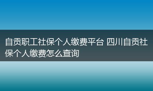 自贡职工社保个人缴费平台 四川自贡社保个人缴费怎么查询