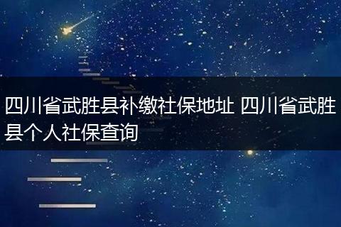 四川省武胜县补缴社保地址 四川省武胜县个人社保查询