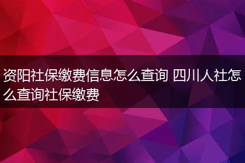 资阳社保缴费信息怎么查询 四川人社怎么查询社保缴费