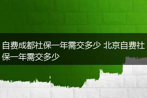 自费成都社保一年需交多少 北京自费社保一年需交多少