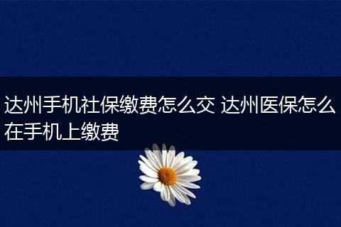 达州手机社保缴费怎么交 达州医保怎么在手机上缴费