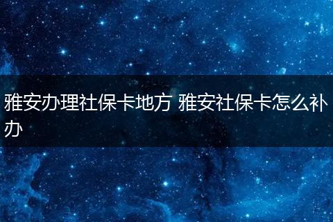 雅安办理社保卡地方 雅安社保卡怎么补办