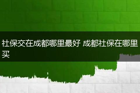 社保交在成都哪里最好 成都社保在哪里买