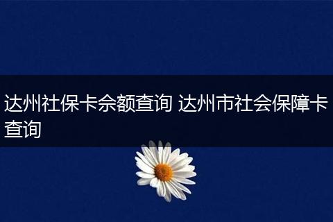 达州社保卡佘额查询 达州市社会保障卡查询