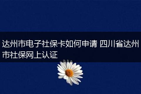 达州市电子社保卡如何申请 四川省达州市社保网上认证