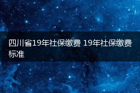 四川省19年社保缴费 19年社保缴费标准