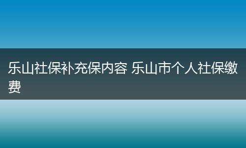 乐山社保补充保内容 乐山市个人社保缴费