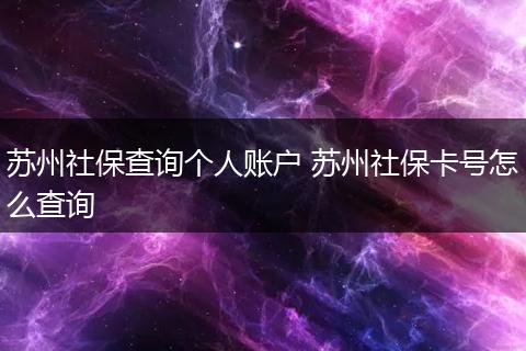 苏州社保查询个人账户 苏州社保卡号怎么查询