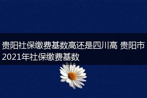 贵阳社保缴费基数高还是四川高 贵阳市2021年社保缴费基数