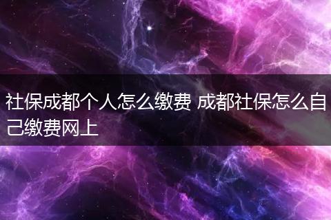 社保成都个人怎么缴费 成都社保怎么自己缴费网上