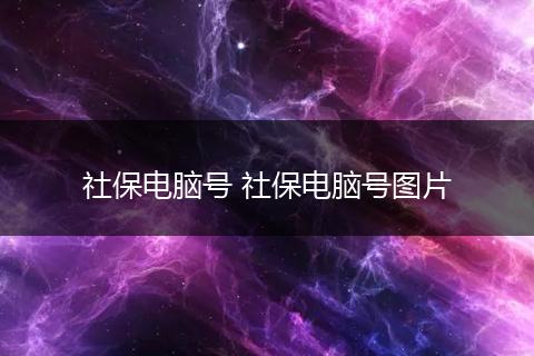 社保电脑号 社保电脑号图片