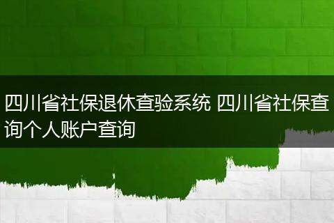 四川省社保退休查验系统 四川省社保查询个人账户查询