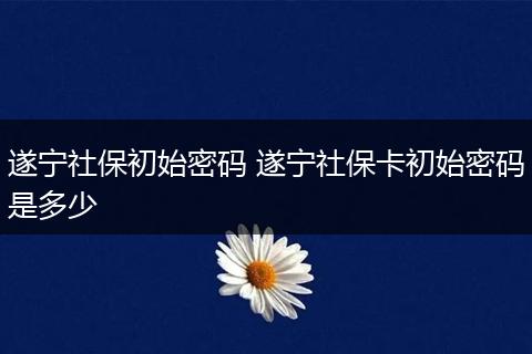 遂宁社保初始密码 遂宁社保卡初始密码是多少