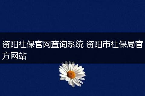 资阳社保官网查询系统 资阳市社保局官方网站