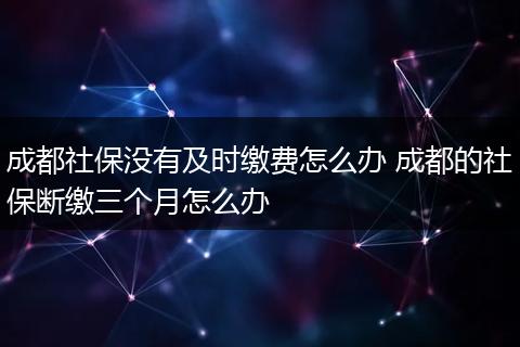 成都社保没有及时缴费怎么办 成都的社保断缴三个月怎么办
