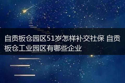 自贡板仓园区51岁怎样补交社保 自贡板仓工业园区有哪些企业