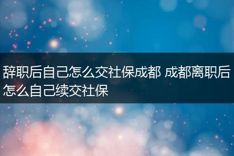 辞职后自己怎么交社保成都 成都离职后怎么自己续交社保