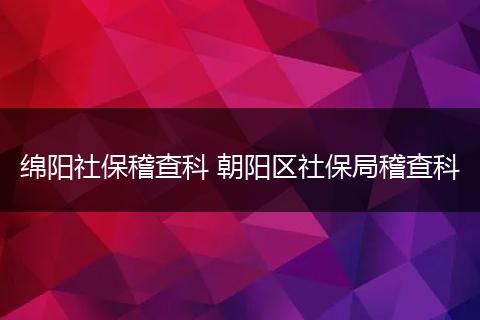 绵阳社保稽查科 朝阳区社保局稽查科
