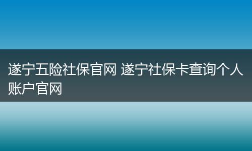 遂宁五险社保官网 遂宁社保卡查询个人账户官网