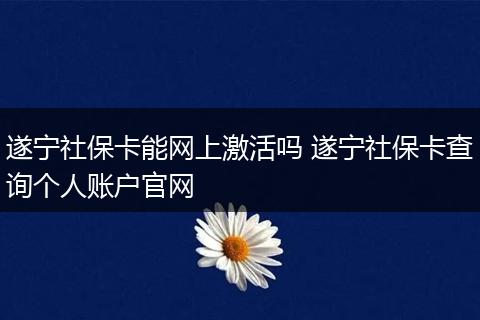 遂宁社保卡能网上激活吗 遂宁社保卡查询个人账户官网