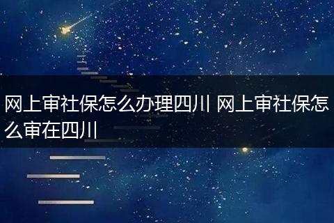 网上审社保怎么办理四川 网上审社保怎么审在四川