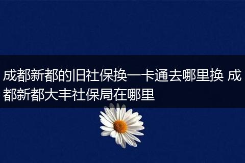 成都新都的旧社保换一卡通去哪里换 成都新都大丰社保局在哪里