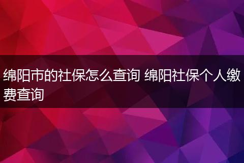 绵阳市的社保怎么查询 绵阳社保个人缴费查询