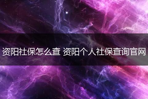 资阳社保怎么查 资阳个人社保查询官网