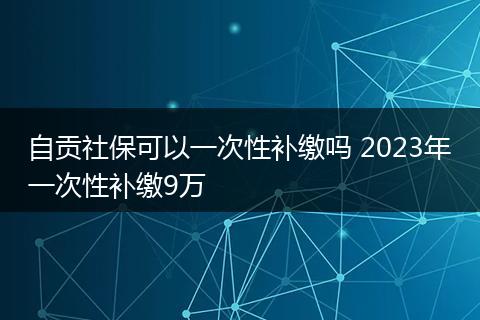 自贡社保可以一次性补缴吗 2023年一次性补缴9万