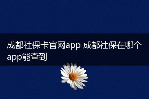 成都社保卡官网app 成都社保在哪个app能查到