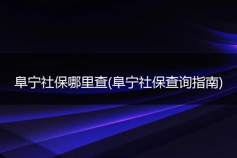 阜宁社保哪里查(阜宁社保查询指南)