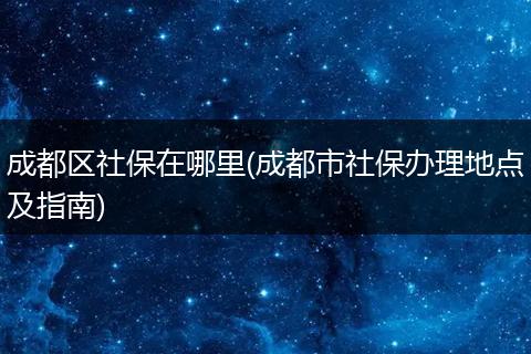 成都区社保在哪里(成都市社保办理地点及指南)